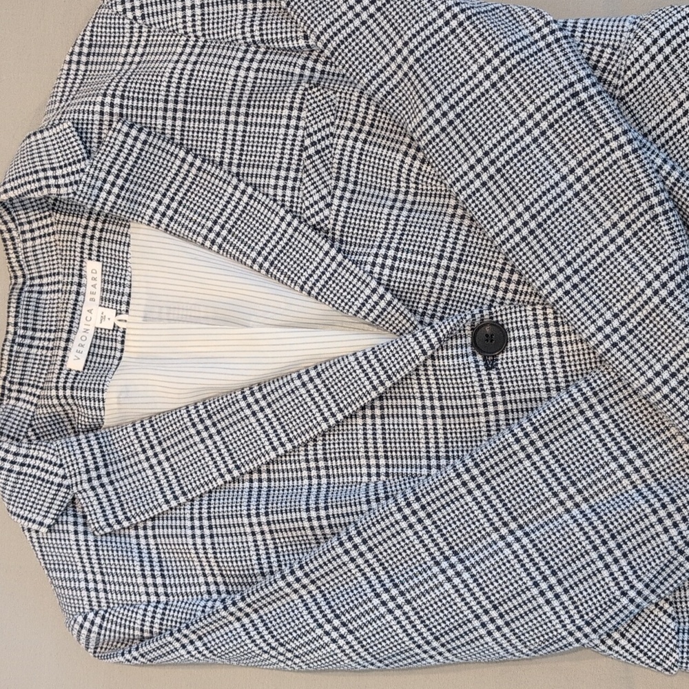 Veronica Beard Navy and White Houndstooth Blazer Size 4